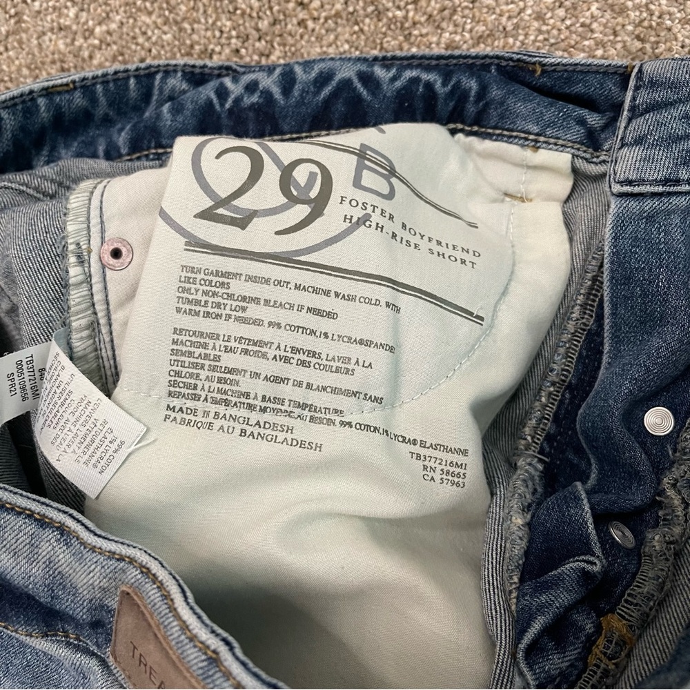Treasure & Bond Foster Boyfriend High Rise Blue Distressed Jean Shorts - Picture 4 of 6
